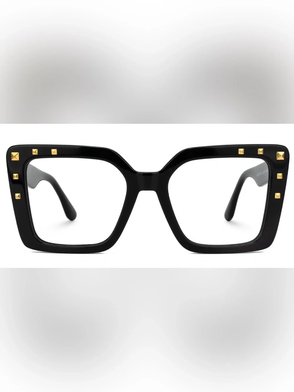 Zeelool Women's Black Square Glasses with Gold Stud Accents